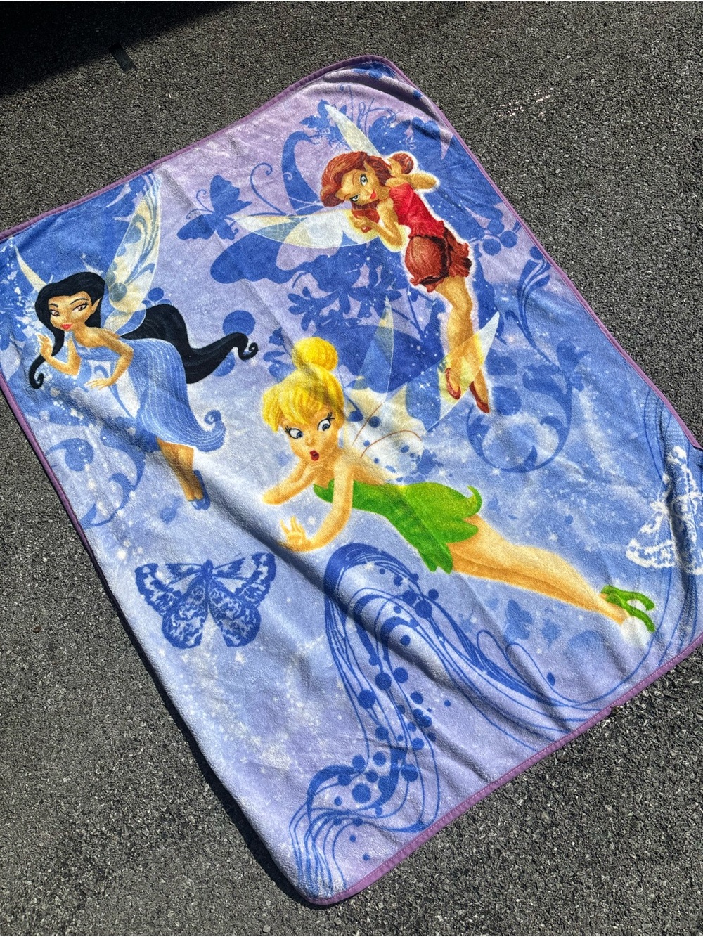 Disney Tinker Bell Purple and Blue Fairy Fleece Throw